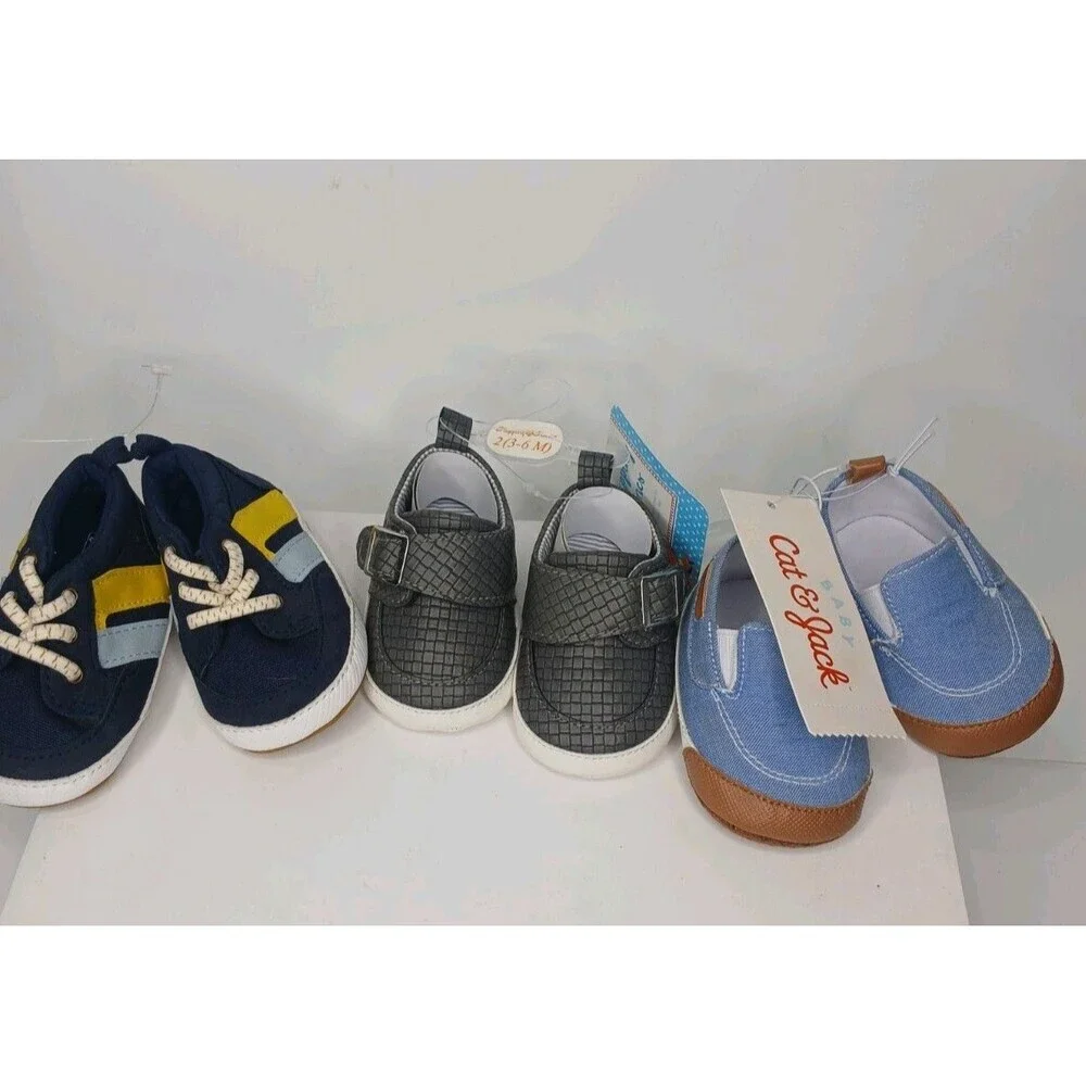 Baby Shoes Lot 3 Pairs Size 3-6 Months Cat & Jack Carter's Infant Boy New